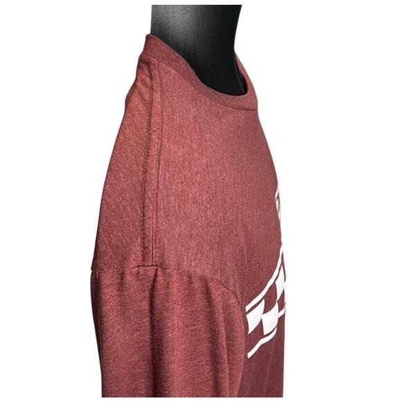Vans Long Sleeve T-Shirt Maroon Heather Checkerboard Logo Off The Wall Medium - Picture 5 of 11